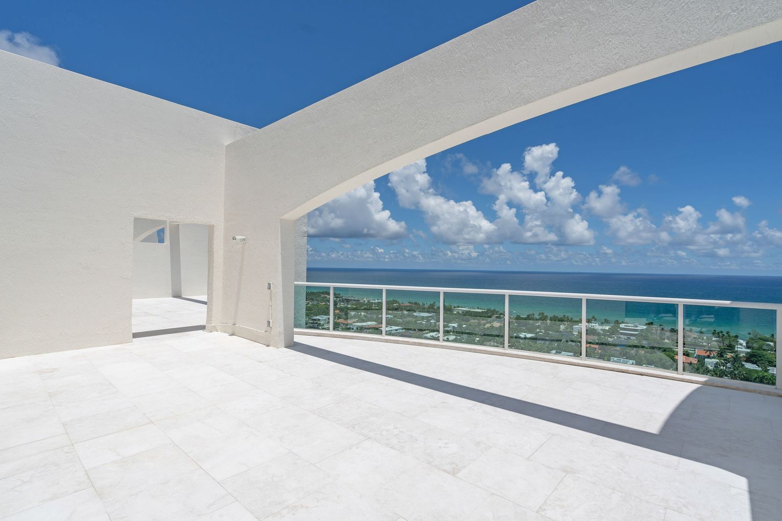 Rooftop terrace with parapet ocean view